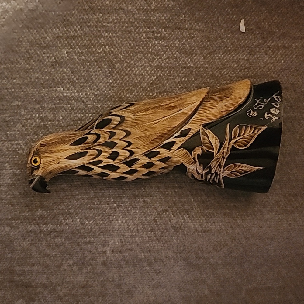 Signed Barry Stein Hand Carved Hawk  Sculpture